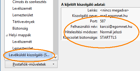 Thunderbird: SMTP kiszolgáló beállításai