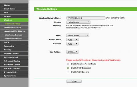 Router Wireless Settings beállítások